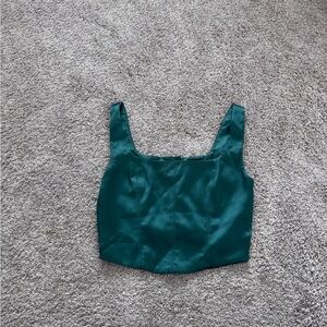 Aritzia Emerald Green Elevate Busier Square-Neck Crop Top